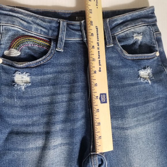 JUDY BLUE DISTRESS STRAIGHT LEG RAINBOW JEANS SIZE 3/26 - Picture 10 of 16